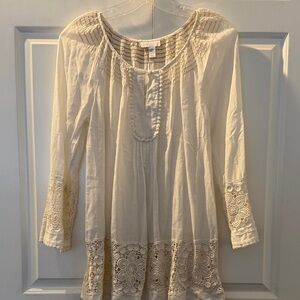 Charter Club Cream Lace Detail Blouse